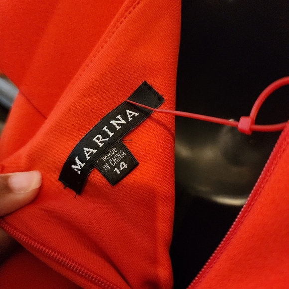 💚Marina Cold Shoulder Orange Waist Tie Overlay Jumpsuit☆ - Picture 3 of 3